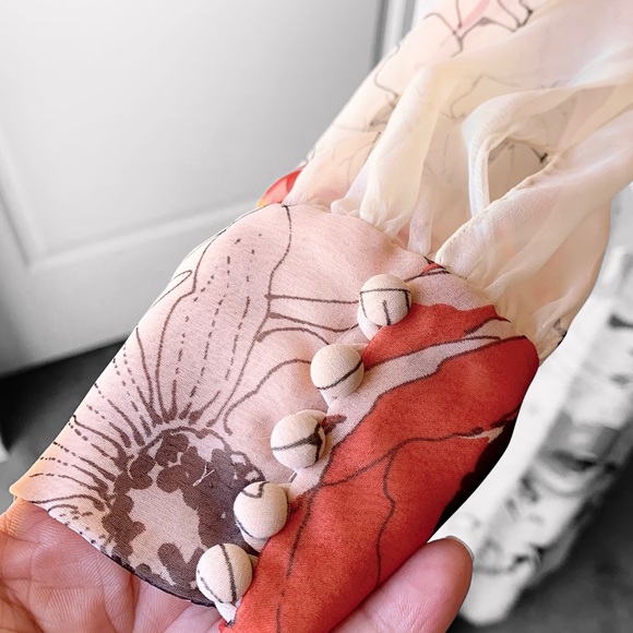 Vintage 1960's Poppy Floral Maxi Long Sheer Sleeve Dress RARE OOAK - Picture 8 of 17